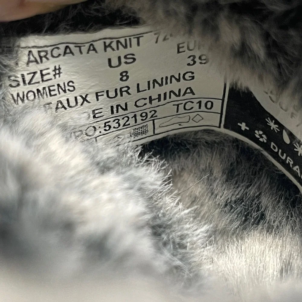 Bogs Arcata Knit Winter Boots Women 8 Gray  Waterproof Faux Fur Insulated Snow
